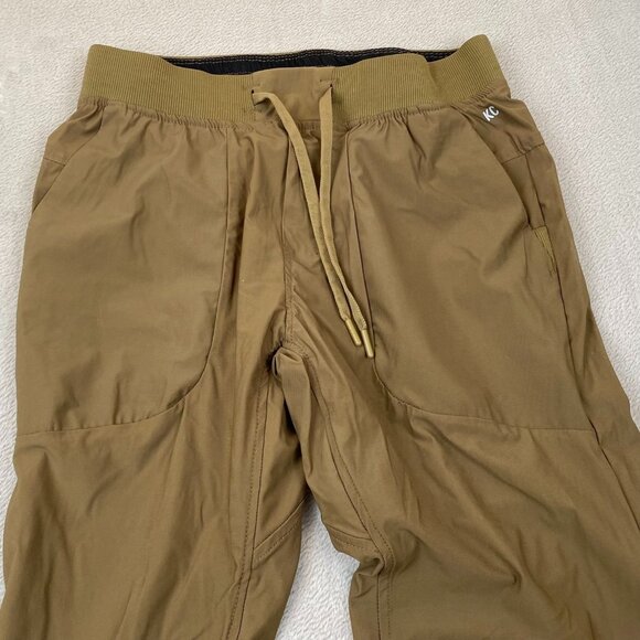 Mens Jogger Pants Medium Khaki Elastic Waist Drawstring Activewear Pocket Casual - Picture 7 of 9